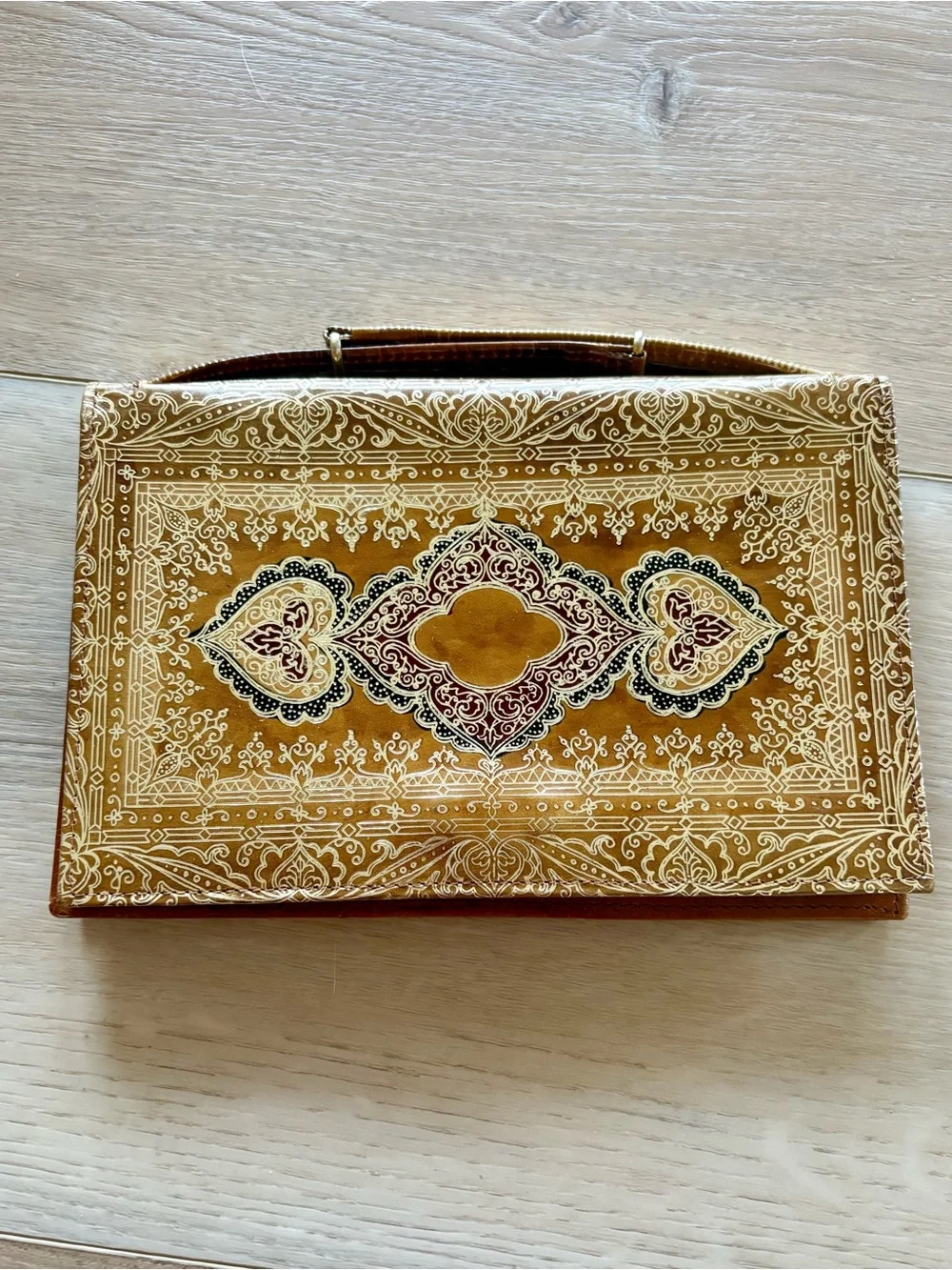 florentine gold-embossed leather clutch, vintage